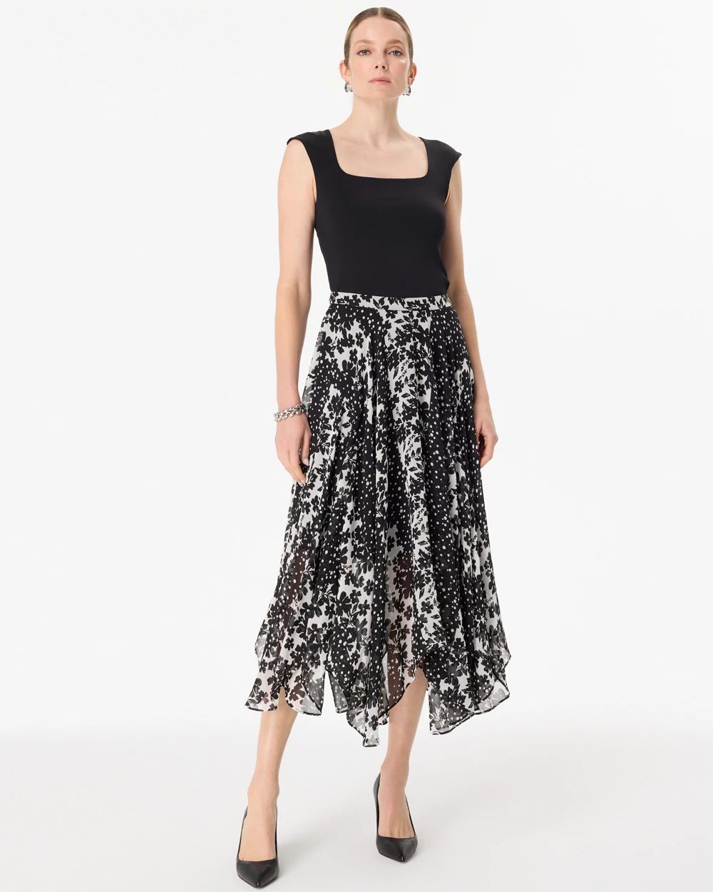 Asymmetrical Hem Midi Skirt | White House Black Market